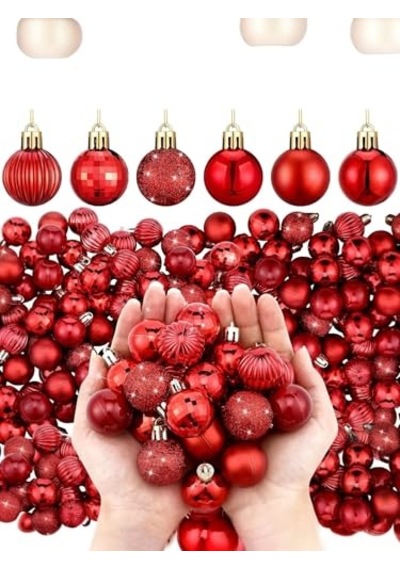 12'li Kırmızı Yılbaşı Topu 3 Cm, Noel Ağacı Topu, Çam Ağacı Topu, Kırmızı