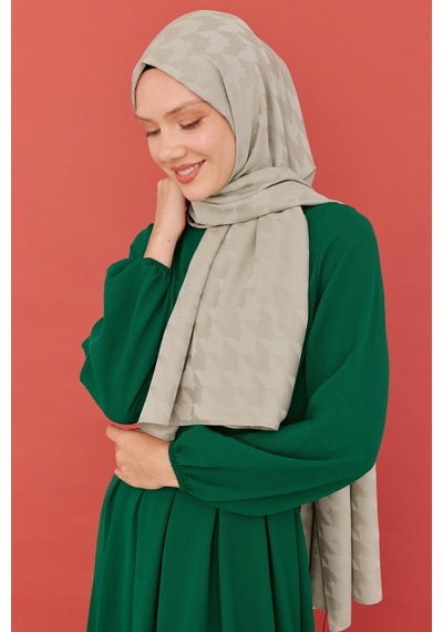 Mirsoy Scarf Kazayağı Desen İpeksi Jakar Şal - Ada Çayı Açık Yeşil