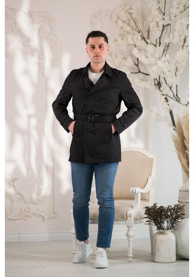 Slim Fit Astarlı Baharlık Kemerli Erkek Trençkot 001