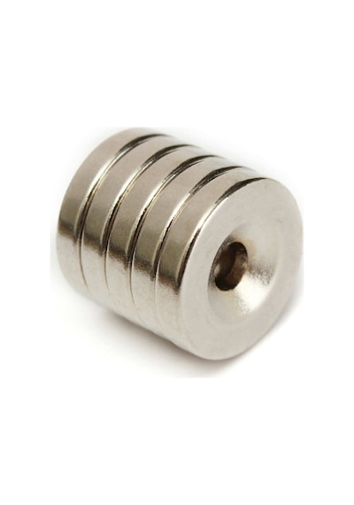 10 Adet - Havşa Delikli, Neodyum Mıknatıs, 15x3 Mm, Çok Güçlü Magnet