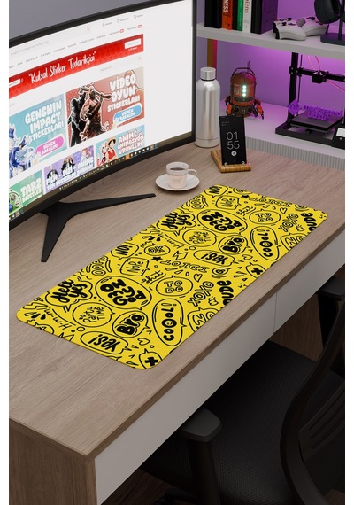 İllüstrasyon Kaymaz Dikişli Kauçuk Oyuncu Mousepad V1 - 70x30 Xl Gaming Mouse Pad Fare Altlığı