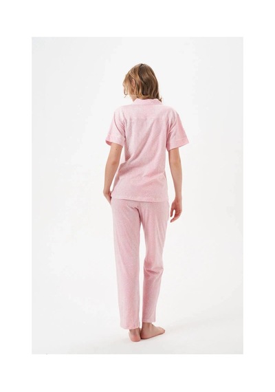Angbutik Pjs 29033 Kadın Düğmeli Pijama Takım PEMBE