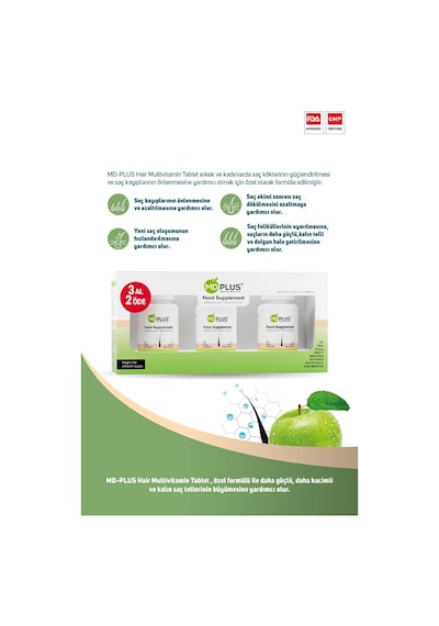 Hair Multivitamin 60 Tablet 3'lü Avantaj Paket Biotin Saw Palmetto Ginseng İçerikli
