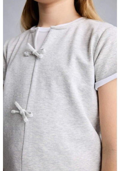 Defacto Regular Fıt 2li Pijama Takımı Kız Çocuk H5514a826smgr28 Gri-gr28
