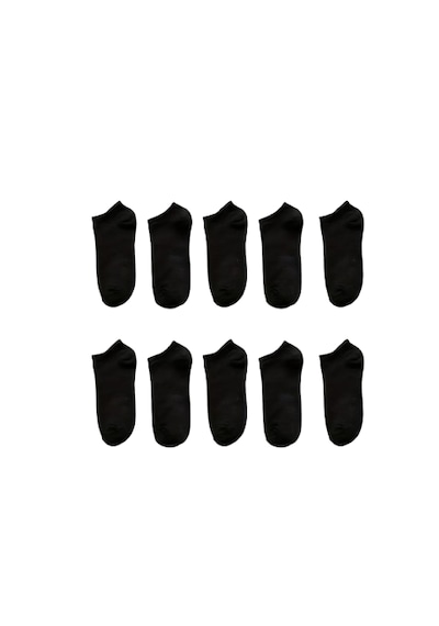 Trampler Unisex 10 Çift Ekonomik Patik Pamuk Çorap Siyah