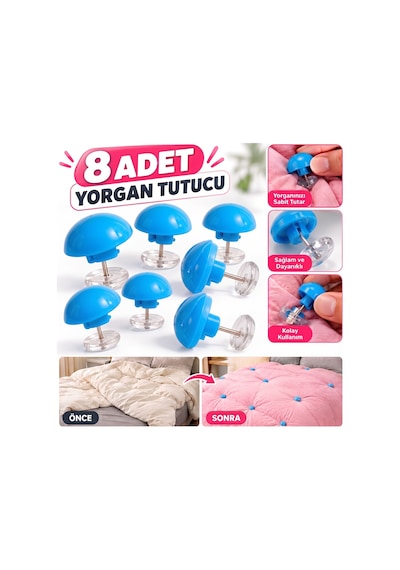 4 Adet Yorgan Kılıfı Ve Çarşaf Tutucu Sabitleyici 8 Adet Çok Renkli 08173517
