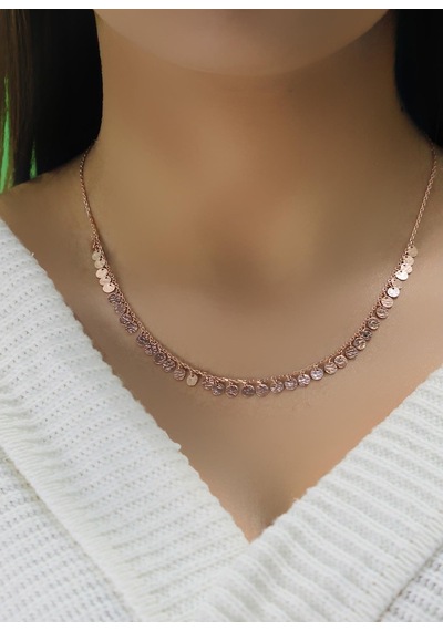 Gümüş Rose Dövme Modeli Pullu Kolye