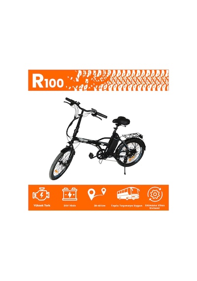 Roxform R-100 Elektrikli Katlanabilir Bisiklet 20 İnç Şehir Bisikleti Titanyum Mavi