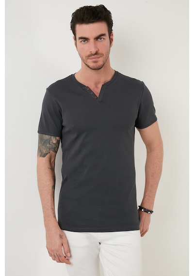Buratti Pamuklu V Yaka Slim Fit Erkek T Shirt 5902122 Antrasit