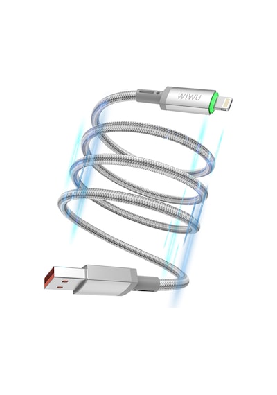Wiwu Wi-c081 Maglink Serisi Işıklı Magnetik Usb-a To Lightning Işıklı Data Ve Şarj Kablosu 1m Gri