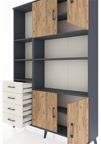 Arges Dolap 8 Raflı 4 Çekmeceli 4 Kapaklı 132x30x195 Antrasit... Antrasit Arges Dolap 8 Raflı 4 Çekmeceli 4 Kapaklı 132x30x195 Antrasit... Antrasit