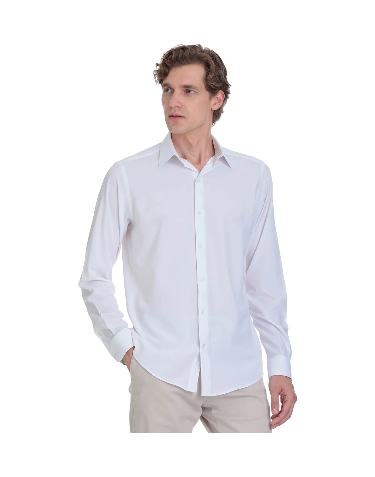 Hatemoğlu Beyaz Comfort Fit Slim Yaka Uzun Kollu Casual Gömlek 4111993