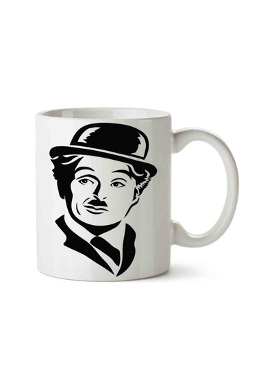 Charlie Chaplin Sessiz Sinema Porselen Kupa Bardak Beyaz