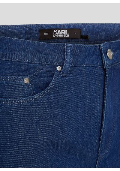 Karl Lagerfeld Yüksek Bel Düz Paça Koyu Mavi Kadın Denim Pantolon 241w1102
