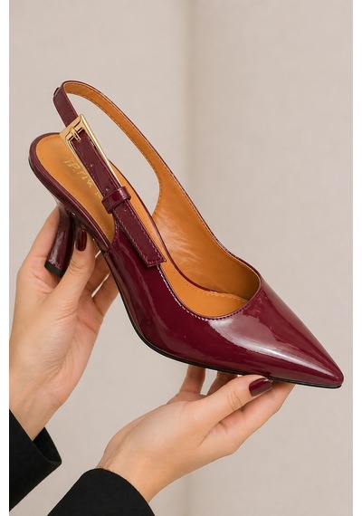 Celira Bluefeet Bordo Sivri Burun Rugan 8 Cm Kadın Topuklu Ayakkabı