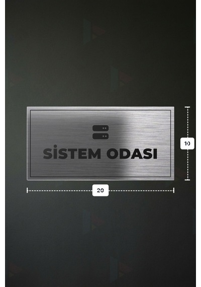 Sıstem Odası Yazılı - Metal - Gümüş Renk - Kapı İsimliği - 20x10 Cm