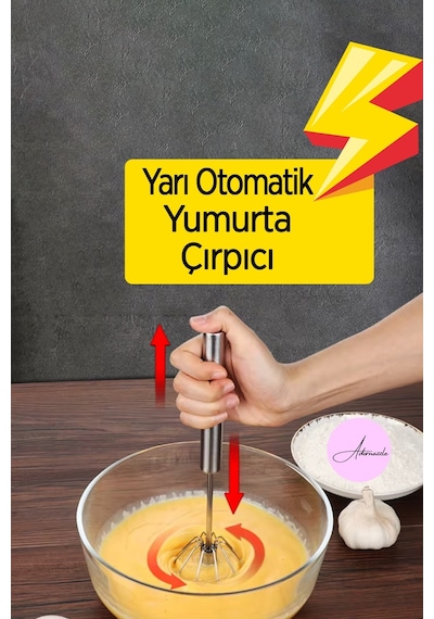 Yarı Otomatik Yumurta Çırpıcı Paslanmaz Çelik Mikser Bas Çek Çelik Çırpıcı Çelik Diğer