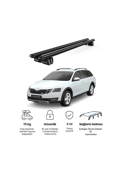 Pençe Skoda Octavia Sw 2013-2020 Uyumlu Siyah Ara Atkı 109cm Port Bagaj Tavan Barı