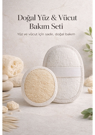 Mini Doğal Bakım Seti - Yüz Kesesi + Vücut Kesesi - Arındırıcı Peeling & Gözenek Sıkılaştırıcı 2'li Set
