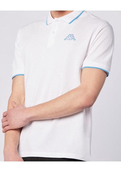 Kappa Flu Tur Erkek Beyaz-mavi Regular Polo Yaka Tişört