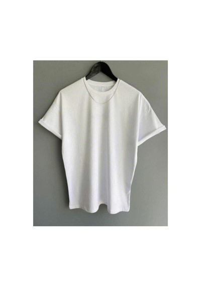 Cool Tarz Beyaz Basic Erkek Bisiklet Yaka Oversize Kısa Kollu T-shirt Beyaz Beyaz