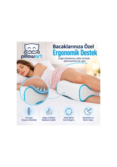 Ortopedik Visco Hamile Yastığı Gebelik İçin Bacak Arası Ve Diz Arası Destek Yastığı Beyaz