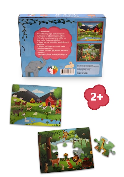 Mert Bebek 2 Puzzle Bir Kutuda Çiftlik Ve Orman Hayvanları Eğitici Çocuk Puzzle Seti 2+ Yaş Varsayılan