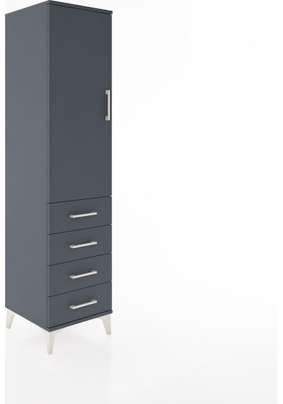 Hyperion Dolap Tek Raflı 4 Çekmeceli Tek Askılı 44x44x182 Antrasit-antrasit Antrasit