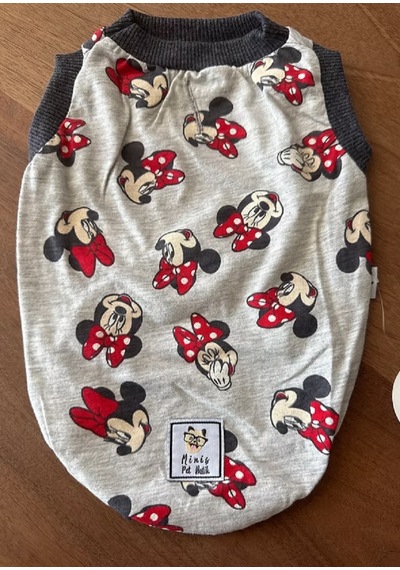 Gri Minnie Desenli Kedi Köpek Atlet