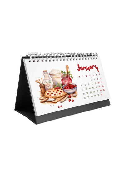 2027 Masa Takvimi, Vintage Fırın Ve Mutfak Sanatları Takvimi, 2027 Desk Calendar, Vintage Baking Cal Siyah