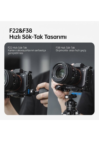 Falcam F22 F38 Quick Release L Bracket A7m4 A7s3 A7r5 Uyumlu Kamera L Braketi Siyah - C00b2976b