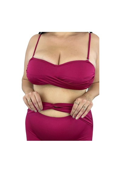 Büyük Beden Straplez Drapeli Sabit Pedli Ayarlanabilir Askılı Kadın Şortlu Bikini Takım Bordo Büyük Beden Straplez Drapeli Sabit Pedli Ayarlanabilir Askılı Kadın Şortlu Bikini Takım Bordo