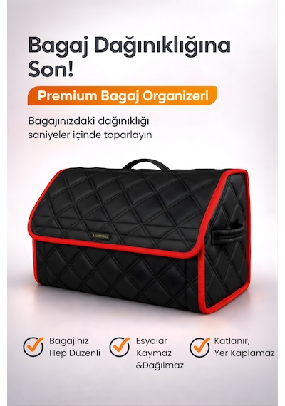 Bagaj Çantası Oto Bagaj Organizer Çift Kat Deri Su Geçirmez Kaymaz Katlanır Araç Düzenleyici - Dct1 Stiloto