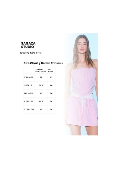 Sagaza Studio Ss6022 Kalın Lastikli Mini Etek Pembe