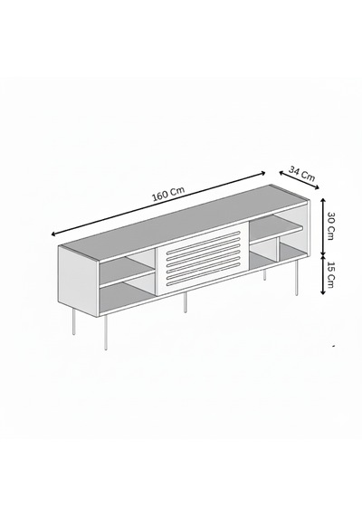 Umay 160 Cm Tv Ünitesi 100% Mdf Metal Ayak Beyaz