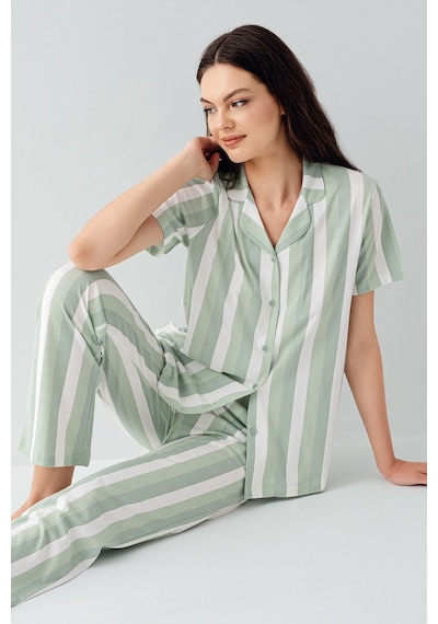Arnetta Kadın Yeşil Gömlek Pijama Takım Ar3589-s-v1 Yeşil