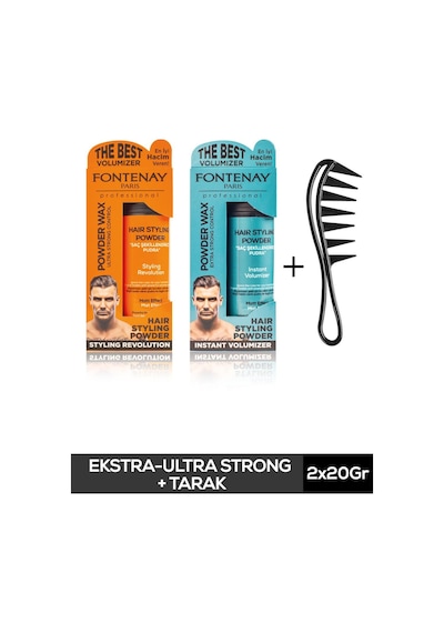 Fontenay Saç Şekillendirici Pudra Toz Wax Mat Effect + Şekil Tarağı + Ultra Strong 3'lü Set