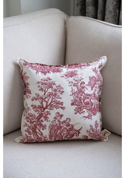 Bordo Kırlent Vintage Desenli 50x50 Dekoratif Yastık Kılıfı Beyaz - Bordo - 702799787 Beyaz - Bordo