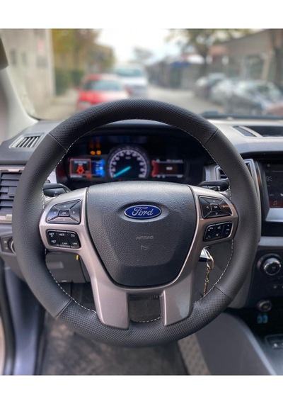 Dikişli Direksiyon Kılıfı İthal Siyah/noktalı Gri Dikişli Ford Ranger Gri