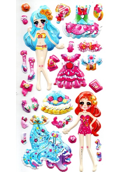 Sticker Kabartmalı Stiker Defter, Planlayıcı Etiket Limlra-020 - 17x9 Cm - Giydirme Kız Mavi