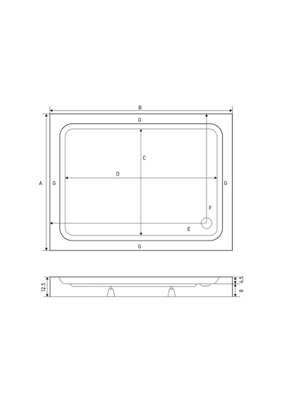 Shower 75X110 Dikdörtgen Monoblok Duş Teknesi