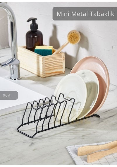 Jet's Home Tezgah U Stu Tabaklık Paslanmaz Tabak Tutucu Bulas Iklık Metal Bulas Ik Sepeti Siyah siyah