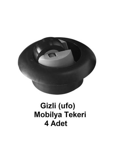 Gizli Ufo Mobilya Tekeri, Gömme Teker 4 Adet Siyah