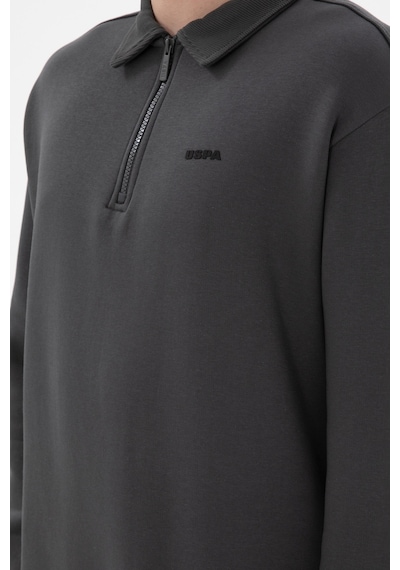 U.S. Polo Assn. Erkek Comfort Fit Yarım Fermuarlı Antrasit Basic Sweatshirt 50298265-VR006