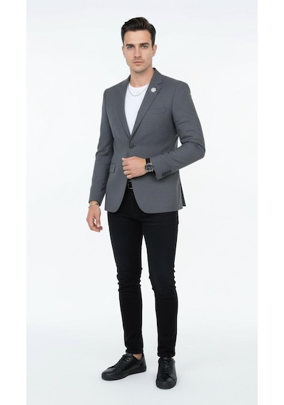 Plus Scorpion Erkek Mono Yaka Tek Düğmeli Çift Yırtmaçlı Blazer Ceket Premium Dokuma Kumaş, 8 Renk Gri Plus Scorpion Erkek Mono Yaka Tek Düğmeli Çift Yırtmaçlı Blazer Ceket Premium Dokuma Kumaş, 8 Renk Gri