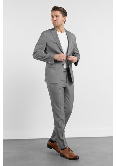 İmza Füme-beyaz Kırlangıç Yaka 6 Drop Slim Fit Tam Astar Esnek Takım Elbise 1001260163 Füme - Beyaz
