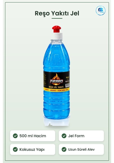 Reşo Yakıtı Jel 500 Ml Kokusuz Uzun Süreli Alev Mangal Barbekü Is