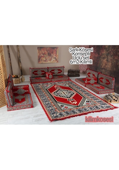 Kilimkosesi Şark Köşesi Takımı 6 M2 Kilimli Yahyalı Modeli Üçlü Konsept
