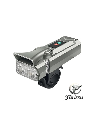 Sm-1710 Şarjlı Bisiklet Farı Ve Kornası 2000mah, Lcd Ekranlı, Profesyonel Bisiklet Aydınlatma Gri