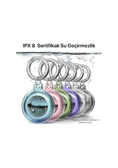 Airtag İçin Su Geçirmez Ultra Şeffaf Görünümlü Silikon Kılıf Ve Anahtarlık 4'lü Paket Belirtilmemiş